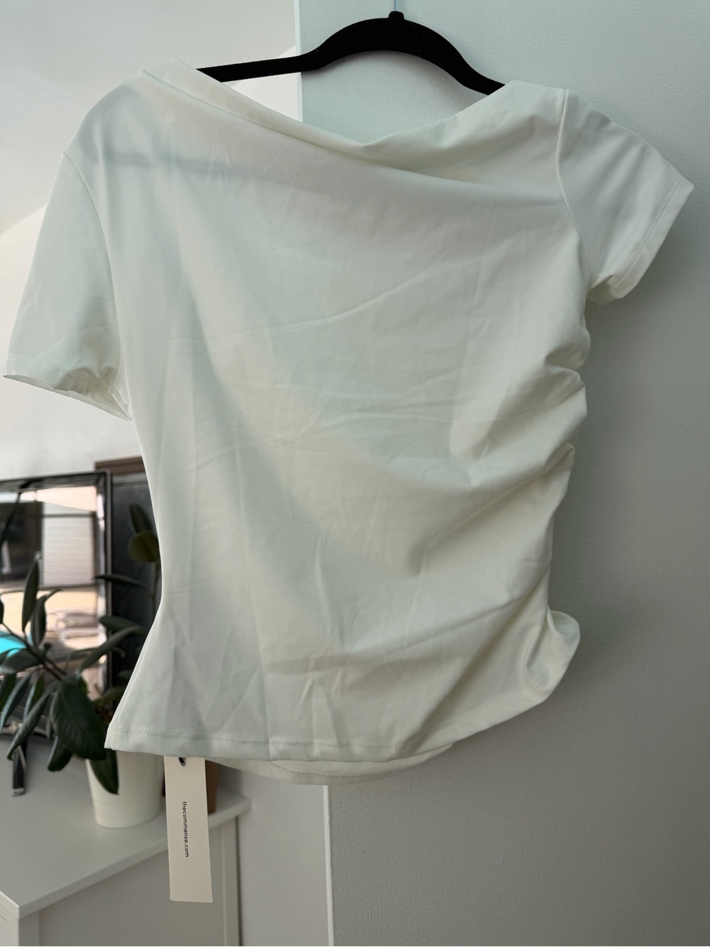 Commense White Boatneck Short-Sleeve Top